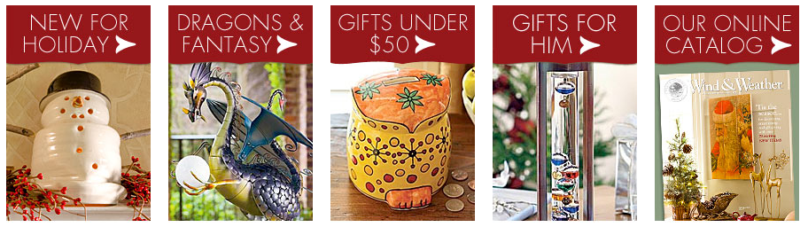 Top Categories How to use a Wind and Weather coupon Wind & Weather carries unique gifts, weather instruments, yard and garden decor, and inspirational gifts. Check the banner ads on the homepage to find sporadic offers like a percentage off a certain purchase and others.